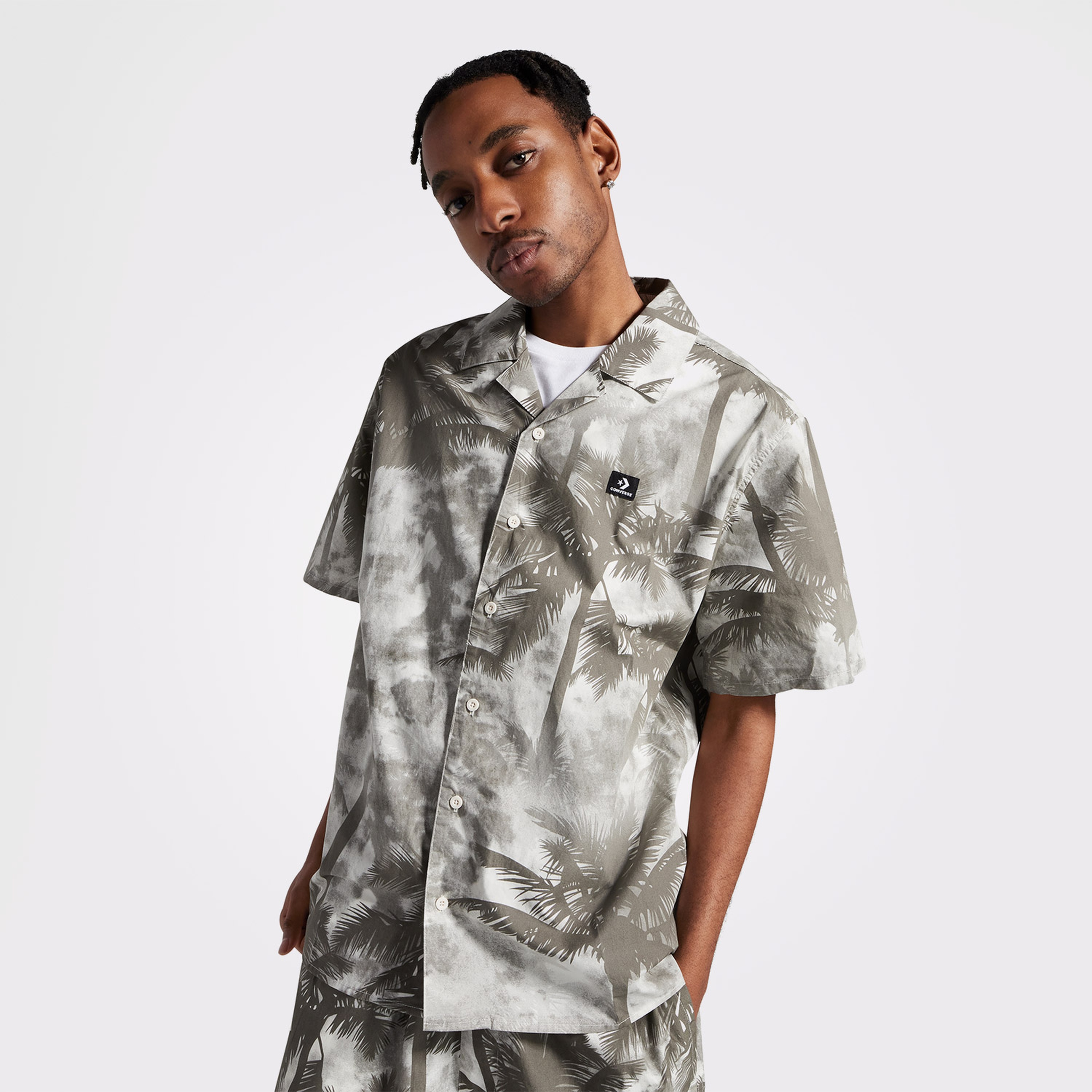 Converse Desenli Erkek Gri  Gömlek