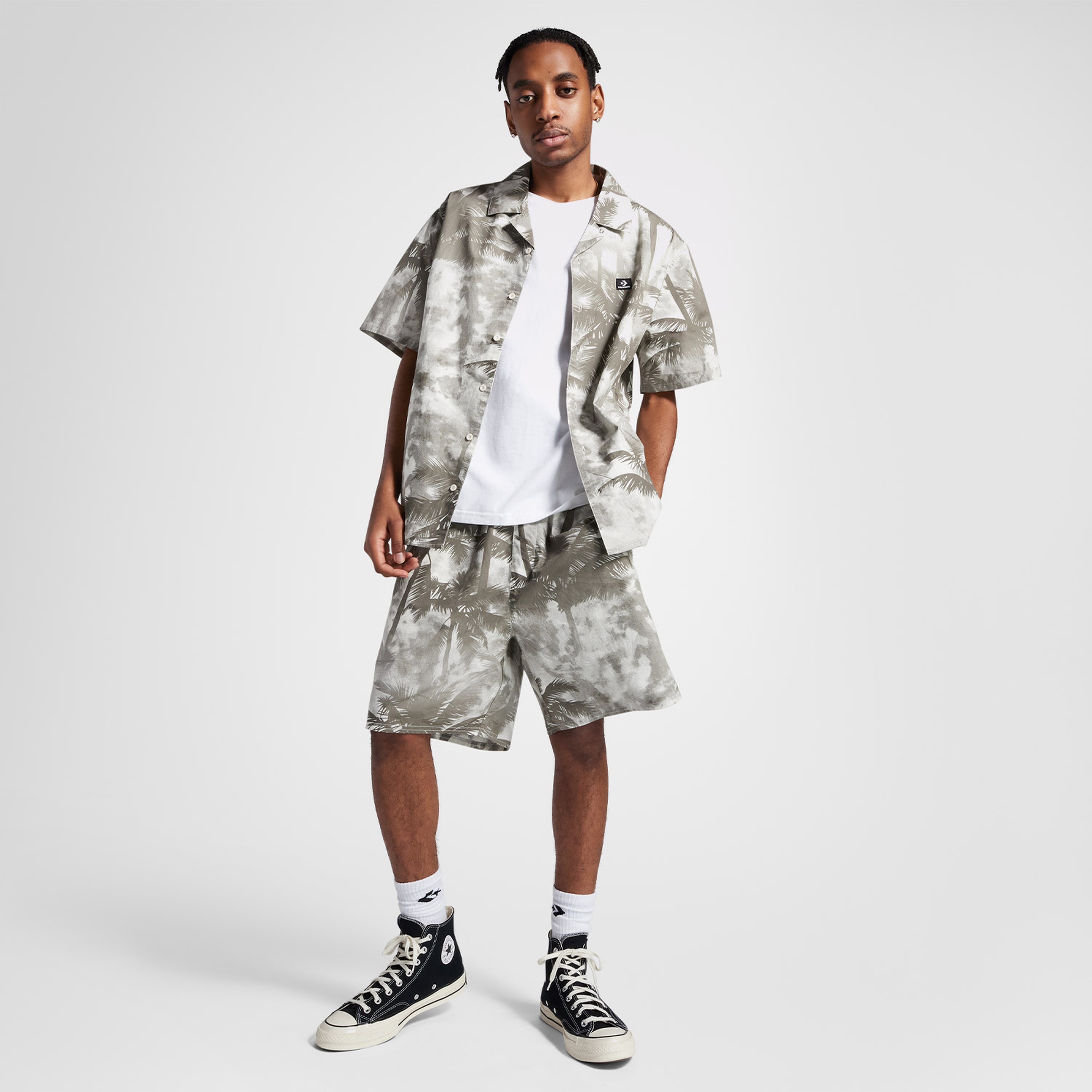 Converse Desenli Erkek Gri  Gömlek