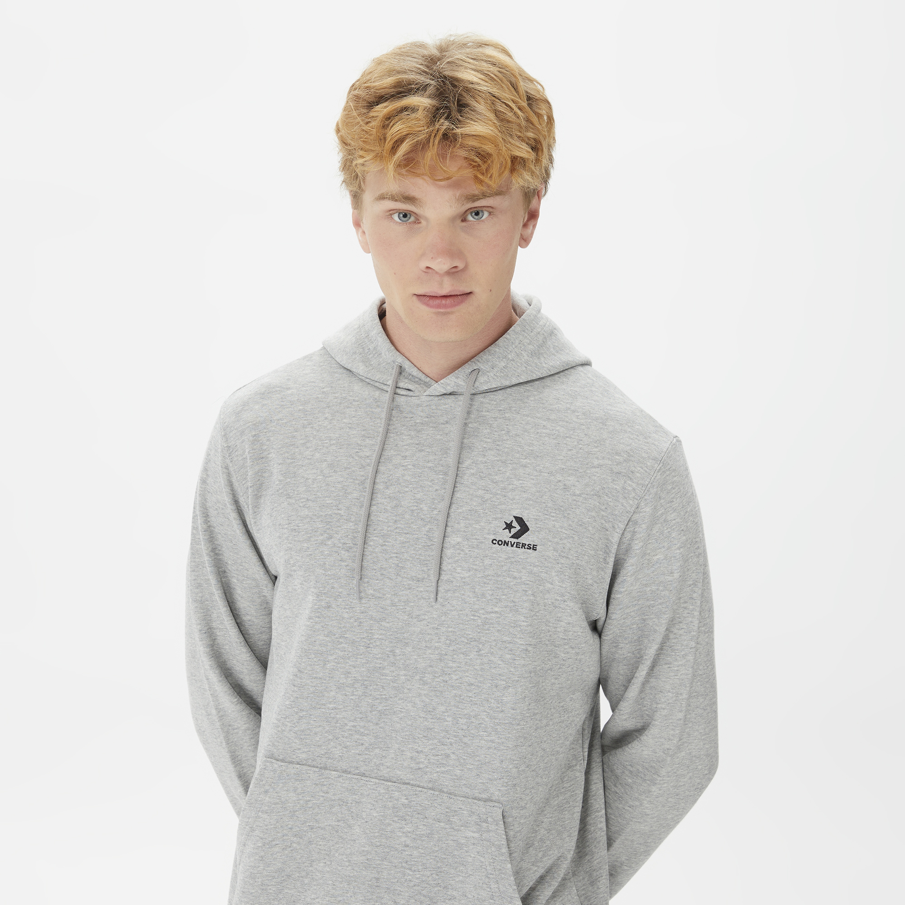 Converse Go-To Embroidered Star Chevron Unisex Gri Hoodie