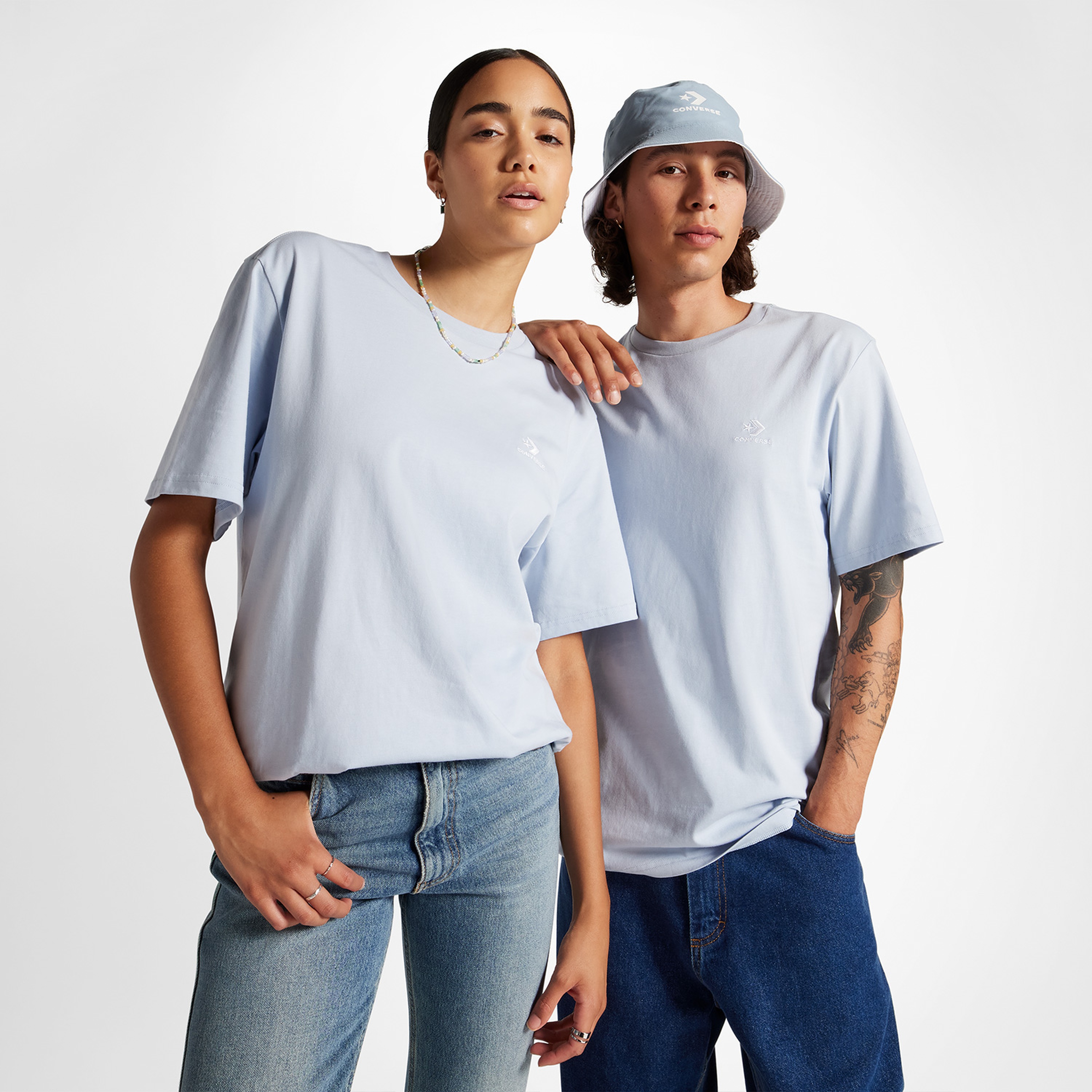 Converse Converse Go-To Embroidered Star Chevron Standard-Fit Unisex Mavi T-Shirt