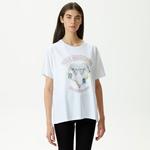 KADIN BASKILI BİSİKLET YAKA BEYAZ T-SHIRT