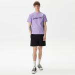 ERKEK BASKILI BİSİKLET YAKA MOR  T-SHIRT