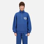 ERKEK BASKILI YARIM FERMUARLI MAVİ SWEATSHIRT