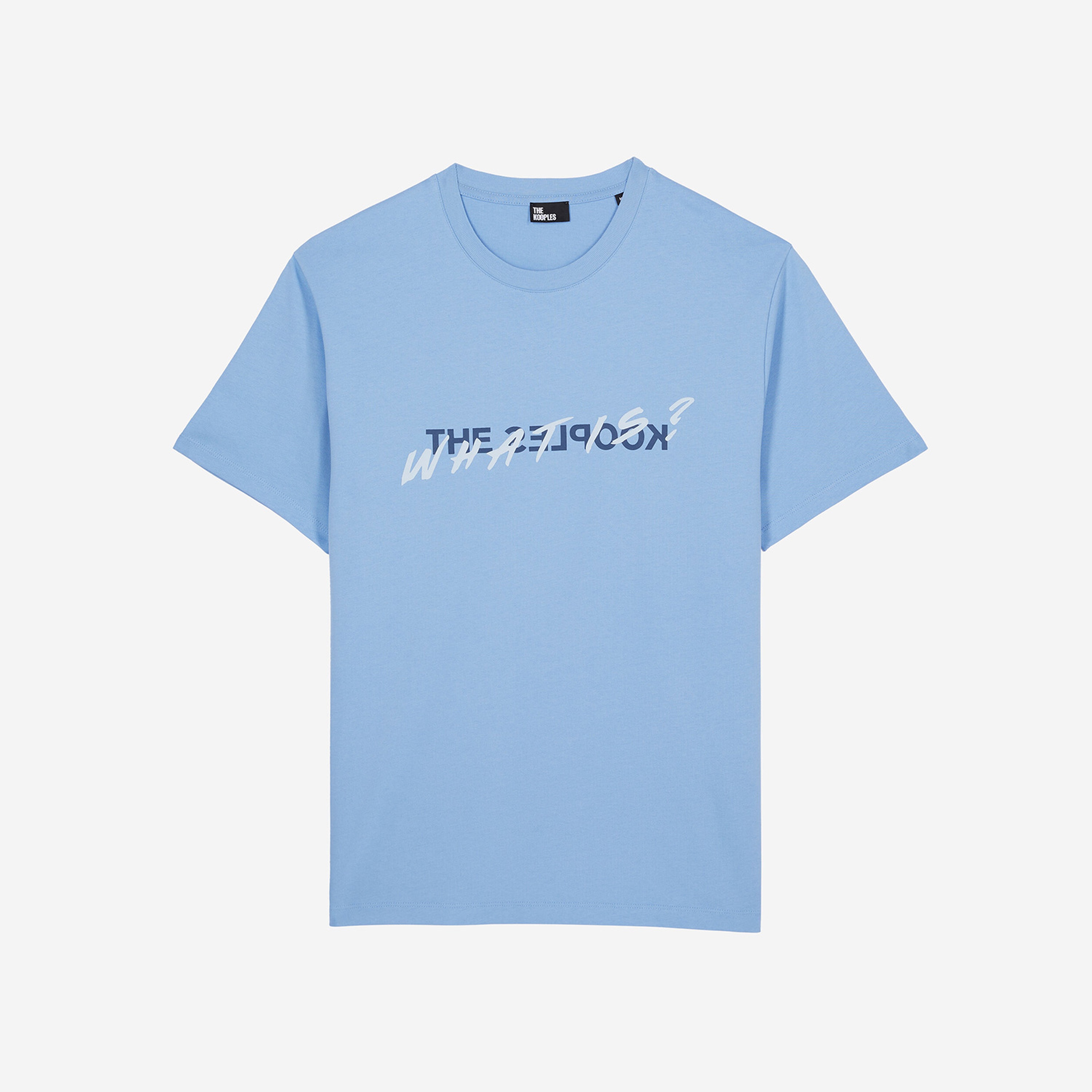 ERKEK BASKILI BİSİKLET YAKA AÇIK MAVİ T-SHIRT