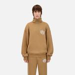 ERKEK BASKILI YARIM FERMUARLI BEJ SWEATSHIRT