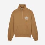 ERKEK BASKILI YARIM FERMUARLI BEJ SWEATSHIRT