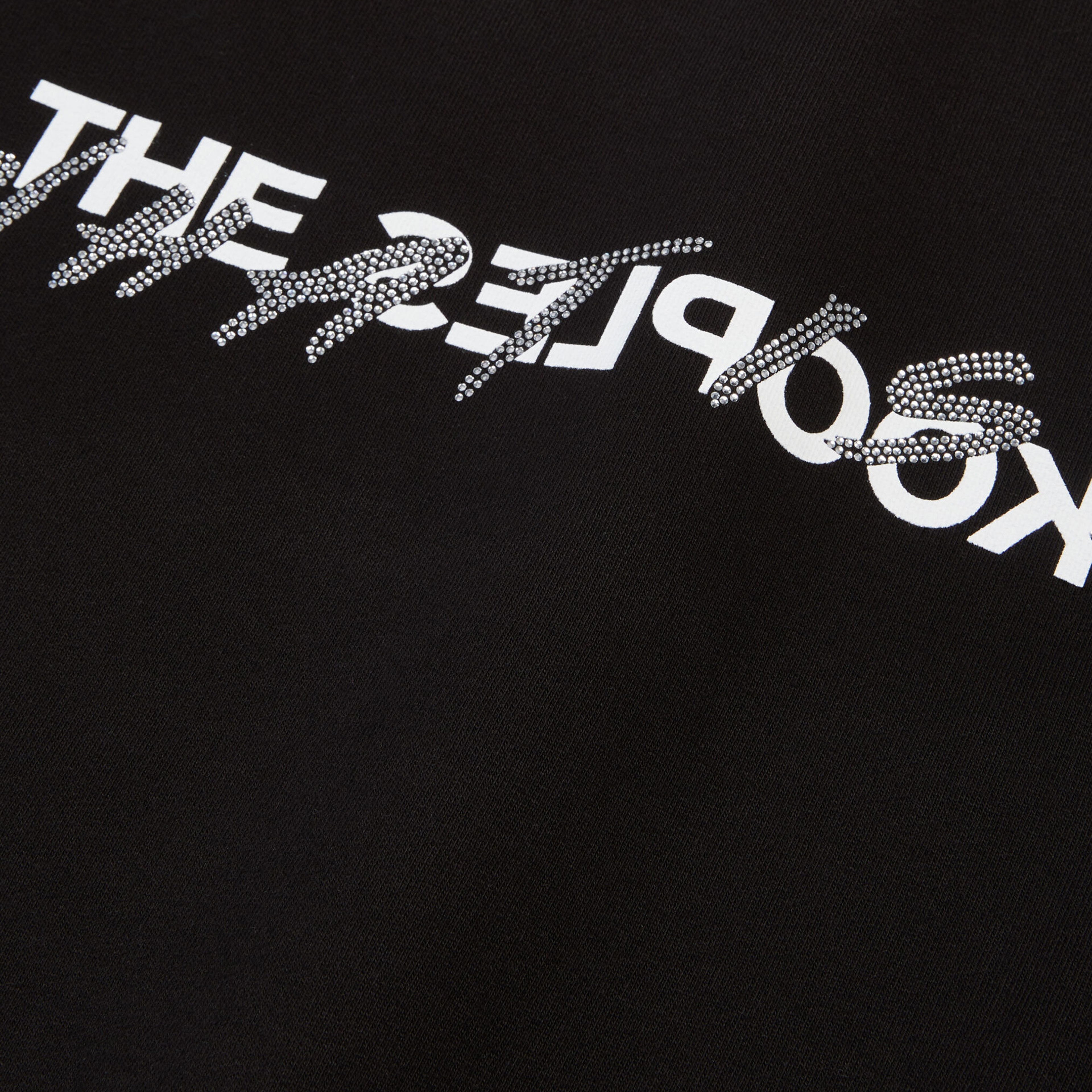 KADIN BASKILI BİSİKLET YAKA SİYAH CROP  SWEATSHIRT