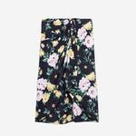 KADIN ÇİÇEK DESENLİ SİYAH MİDİ ETEK