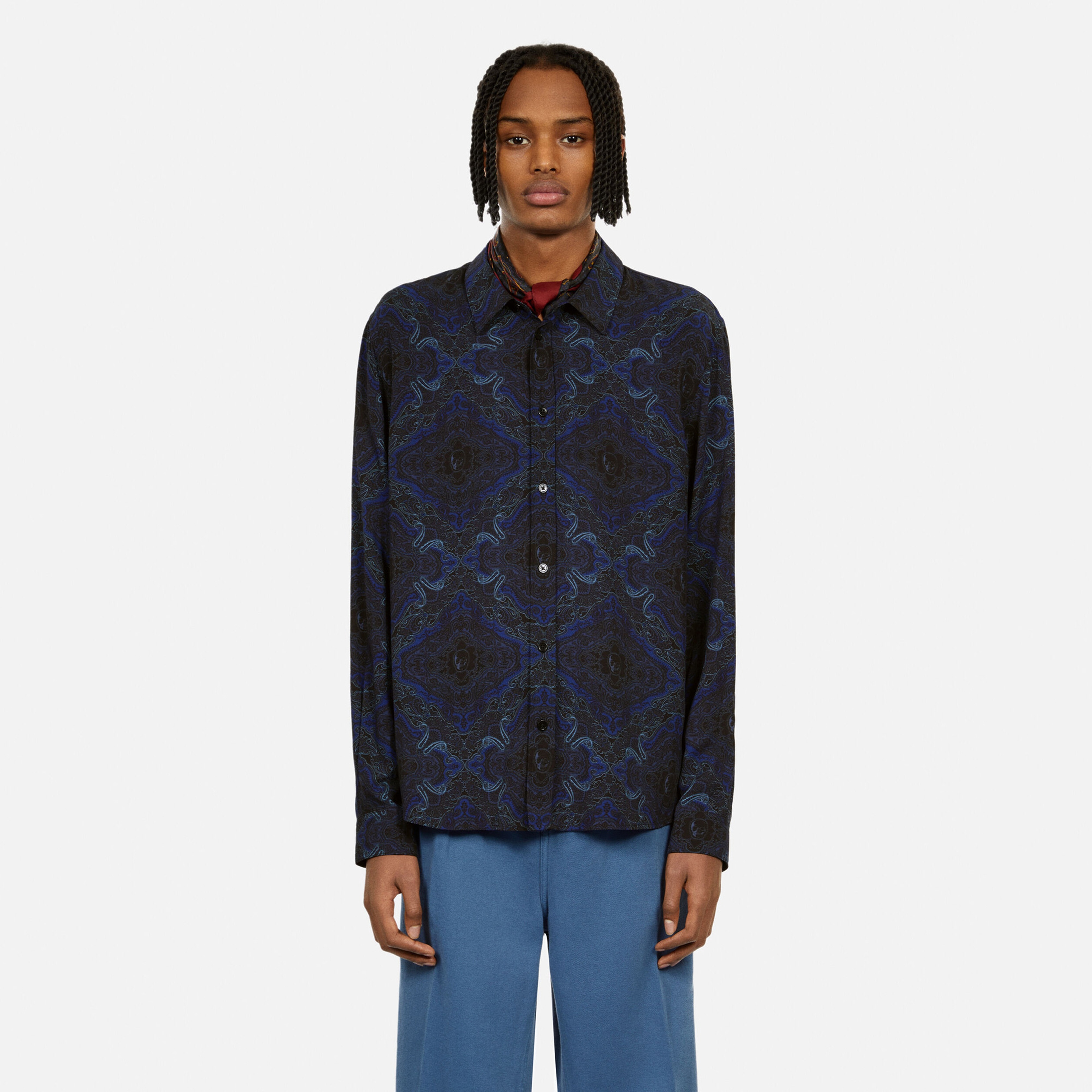 ERKEK DESENLİ LACİVERT GÖMLEK