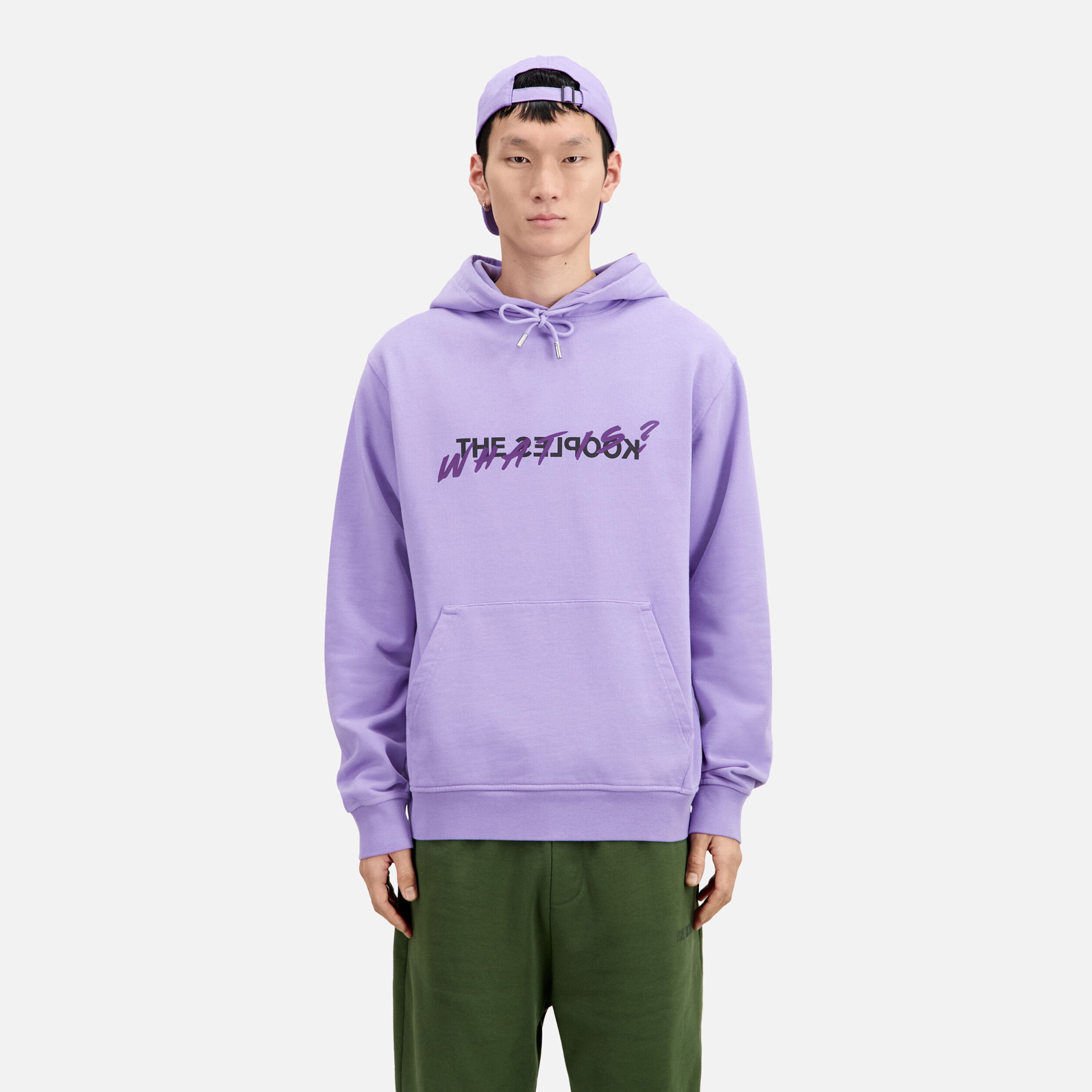 ERKEK BASKILI KAPÜŞONLU MOR SWEATSHIRT