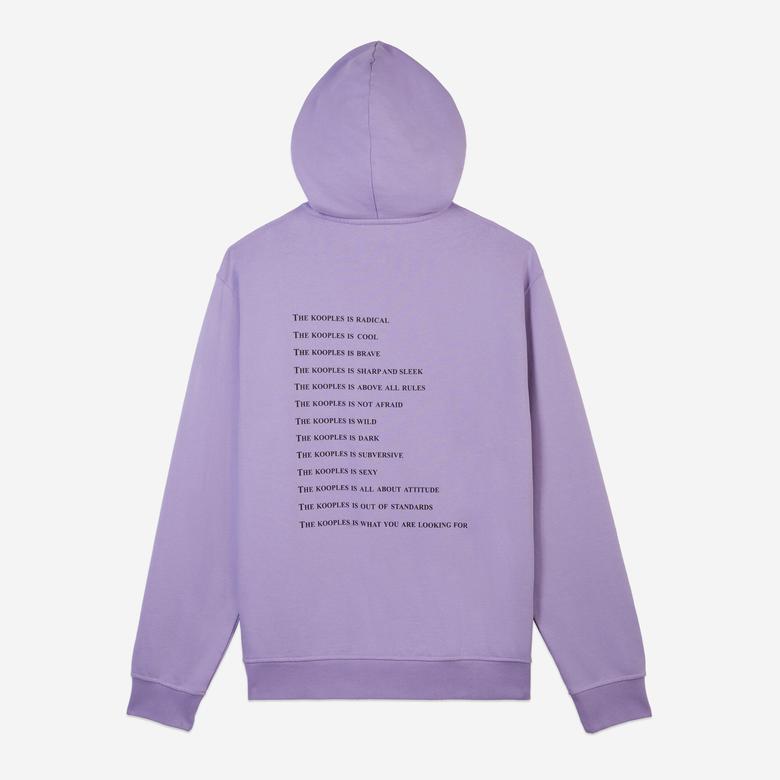 ERKEK BASKILI KAPÜŞONLU MOR SWEATSHIRT