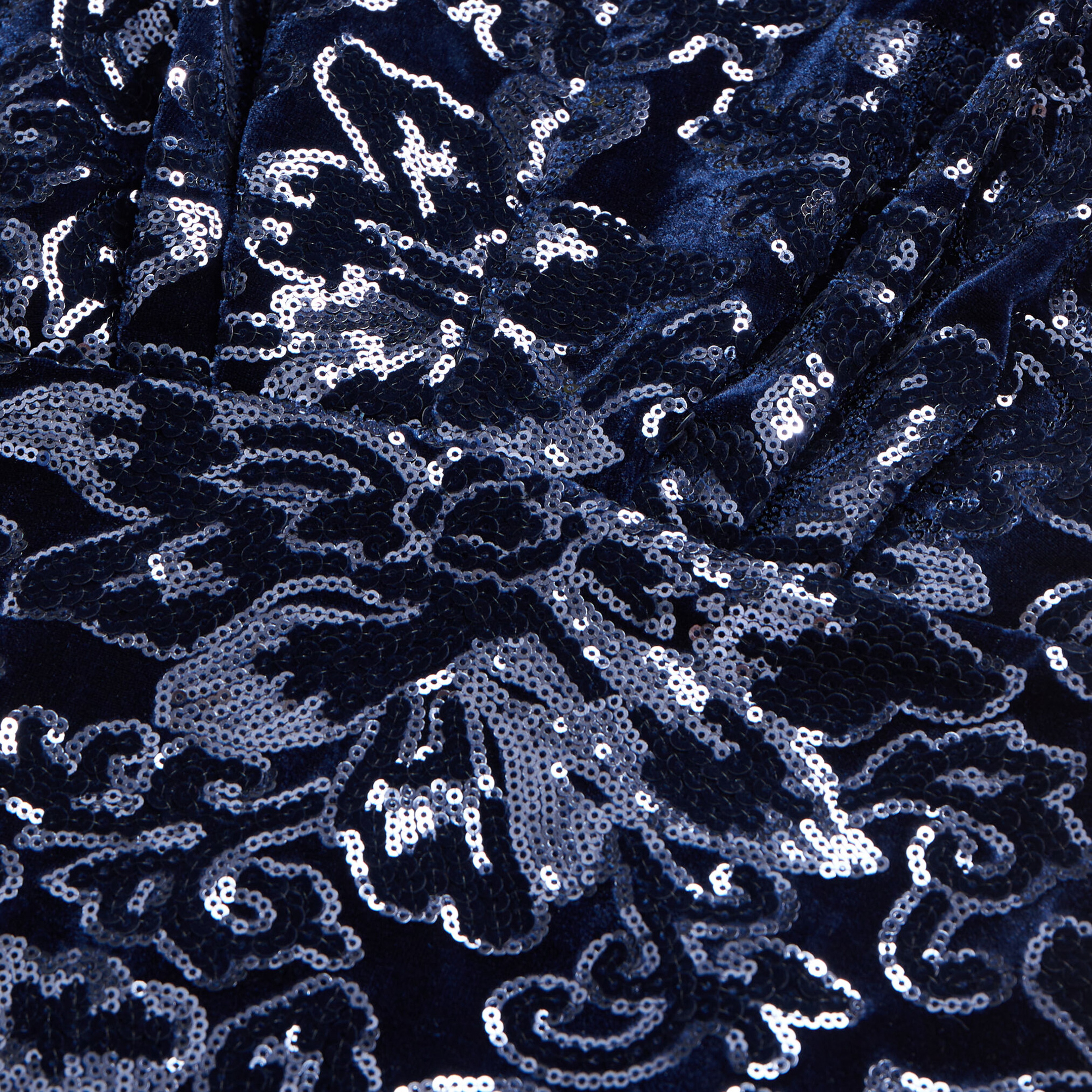 KADIN PAYETLİ KADİFE LACİVERT ELBİSE