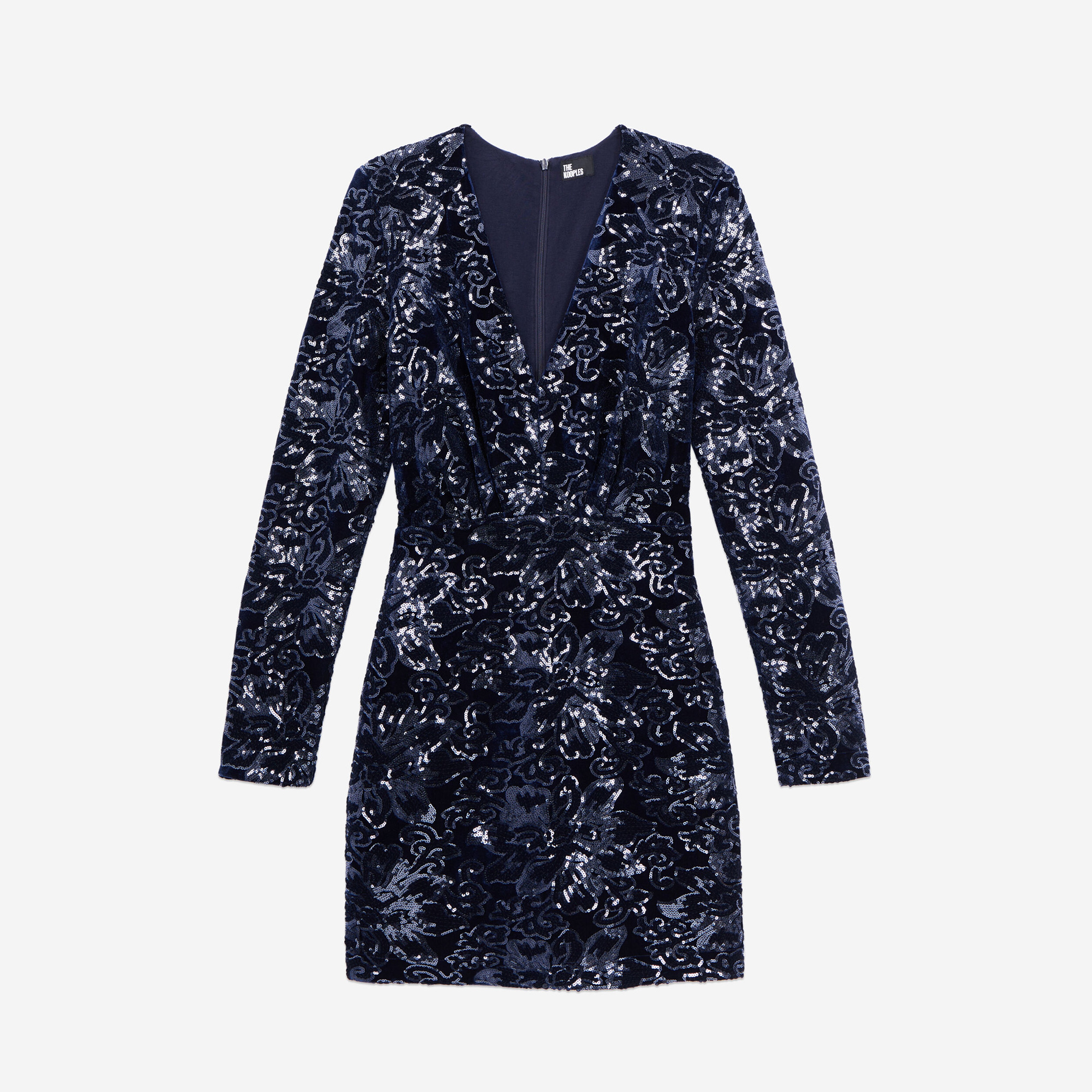 KADIN PAYETLİ KADİFE LACİVERT ELBİSE