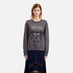 KADIN BASKILI BİSİKLET YAKA GRİ SWEATSHIRT