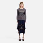 KADIN BASKILI BİSİKLET YAKA GRİ SWEATSHIRT