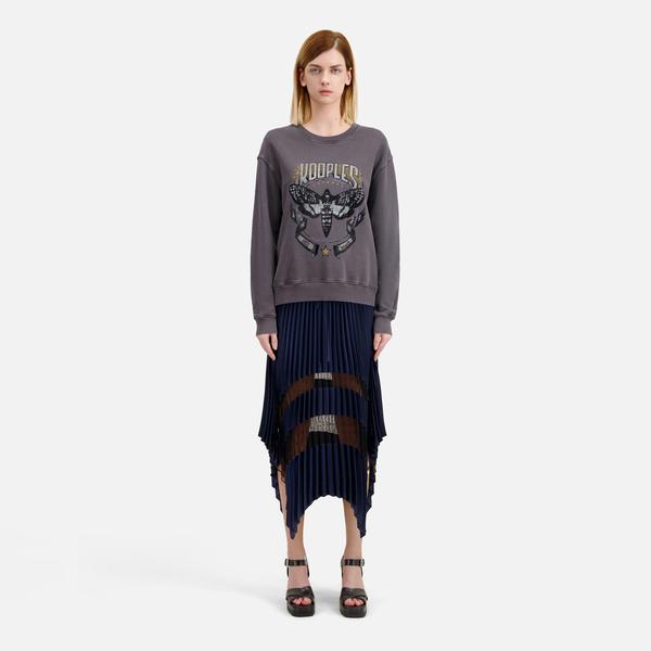 KADIN BASKILI BİSİKLET YAKA GRİ SWEATSHIRT