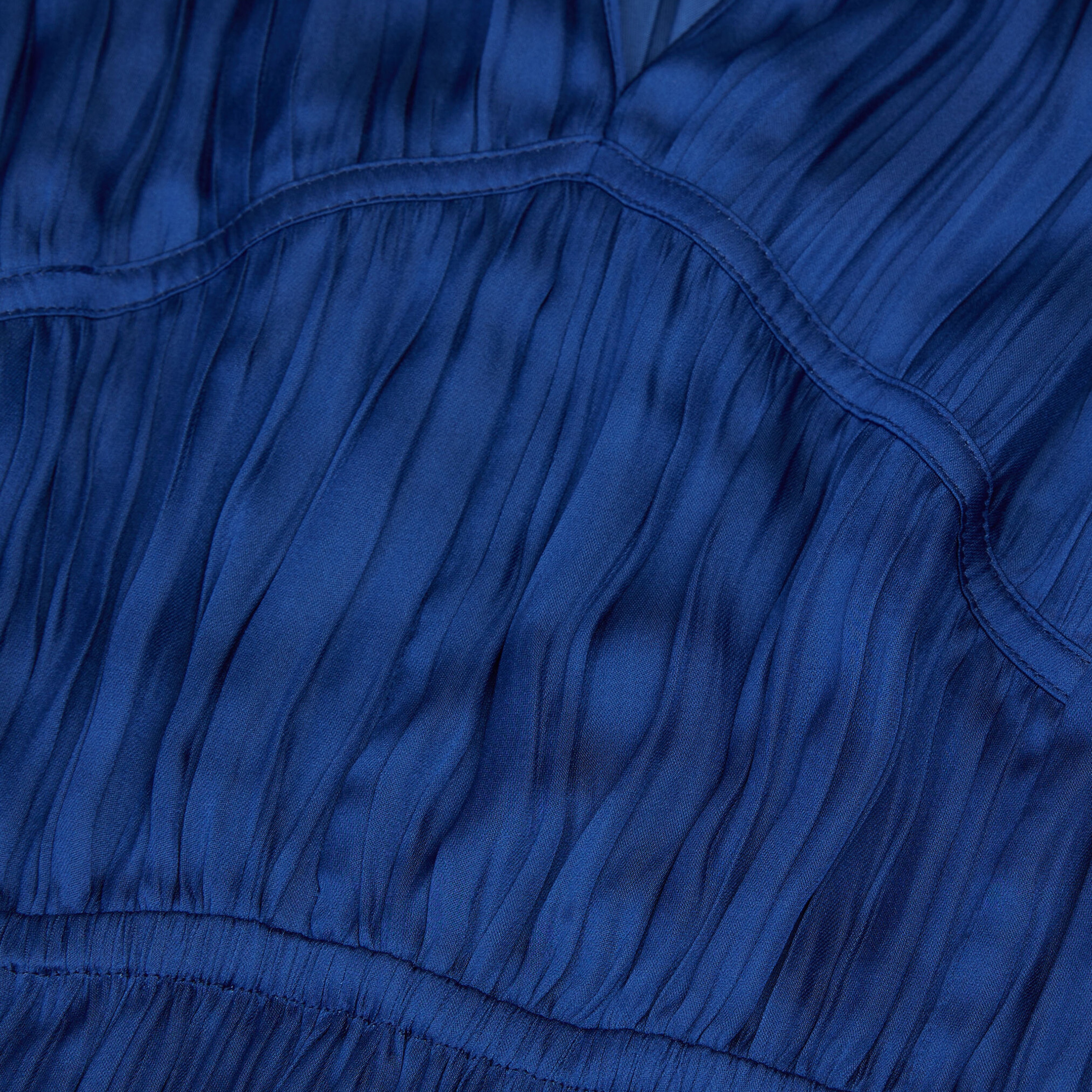 KADIN PİLELİ V YAKA MAVİ  ELBİSE