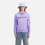 KADIN BASKILI KAPÜŞONLU MOR SWEATSHIRT