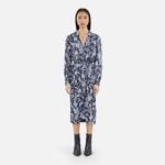 KADIN ÇİÇEK DESENLİ GÖMLEK YAKA LACİVERT ELBİSE