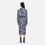 KADIN ÇİÇEK DESENLİ GÖMLEK YAKA LACİVERT ELBİSE