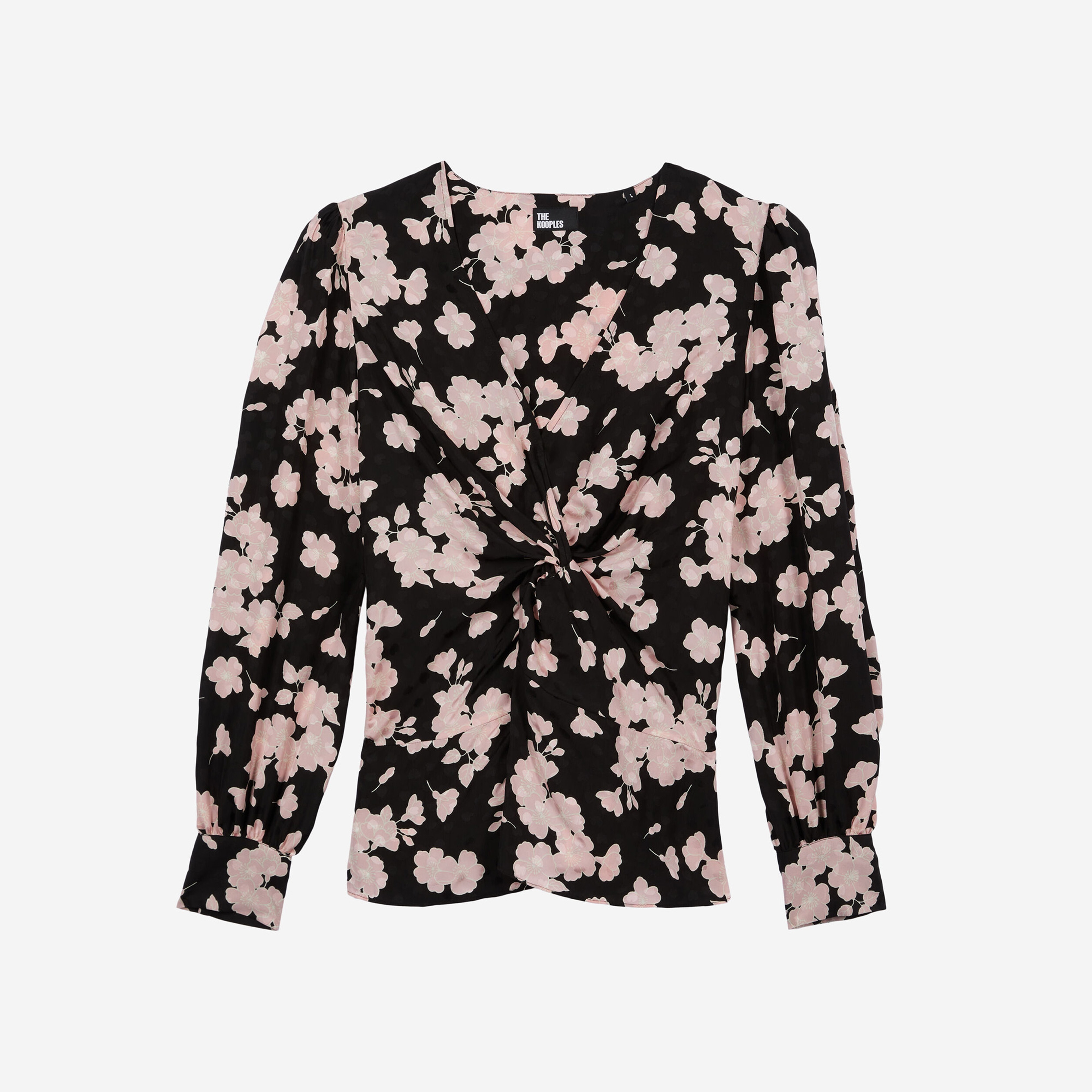 KADIN DESENLİ V YAKA SİYAH BLUZ