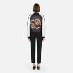 KADIN RENK BLOKLU SİYAH SATEN BOMBER CEKET