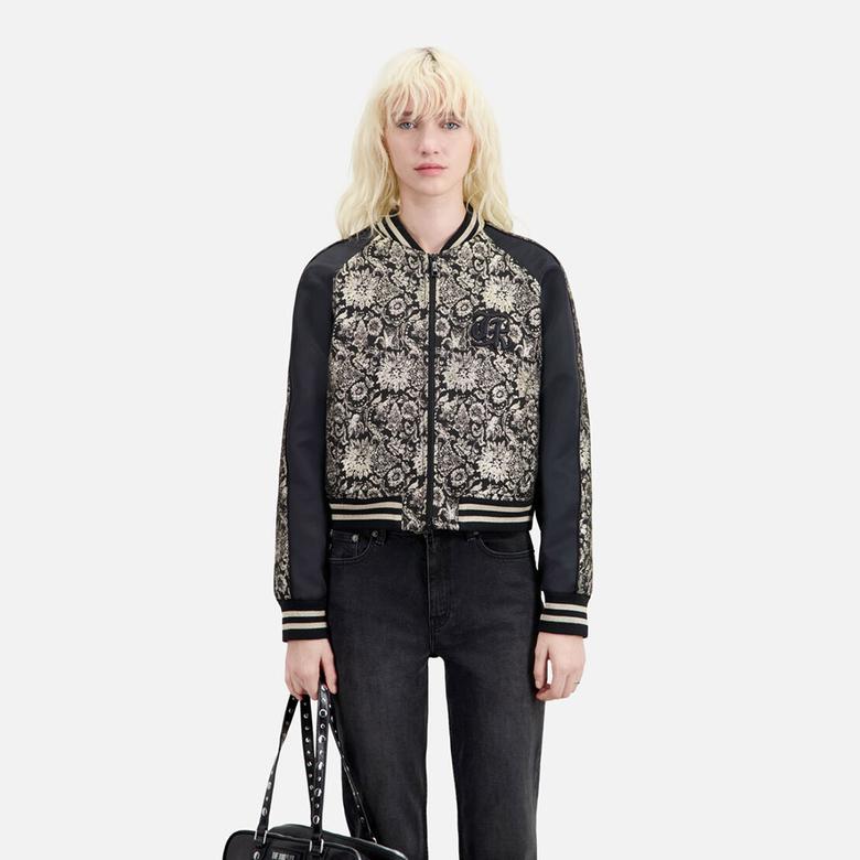 KADIN SİYAH METALİK DESENLİ CEKET