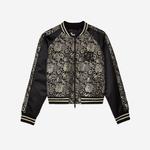 KADIN SİYAH METALİK DESENLİ CEKET