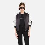 KADIN RENK BLOKLU SİYAH SATEN BOMBER CEKET