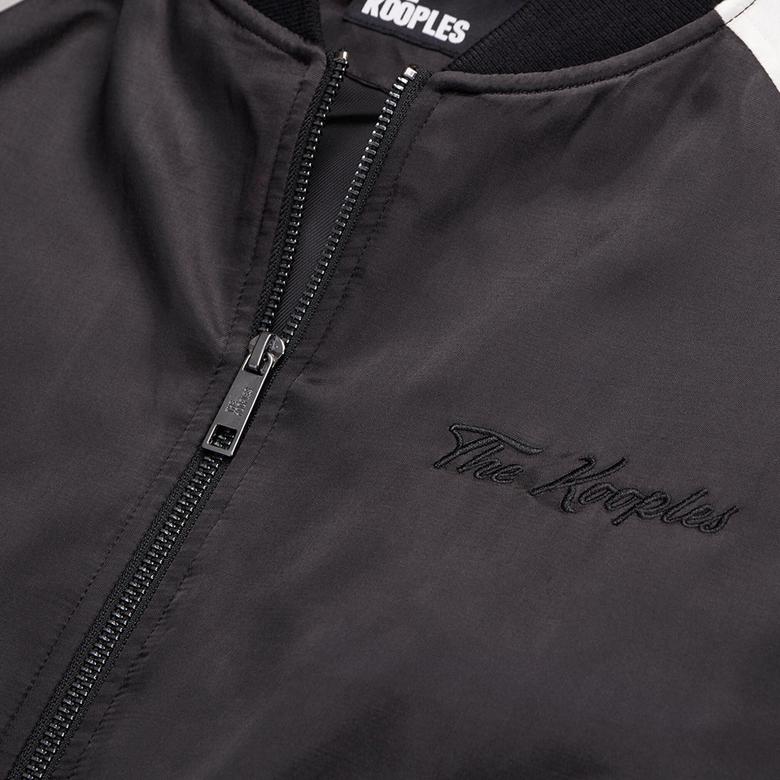 KADIN RENK BLOKLU SİYAH SATEN BOMBER CEKET