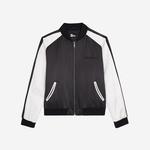 KADIN RENK BLOKLU SİYAH SATEN BOMBER CEKET