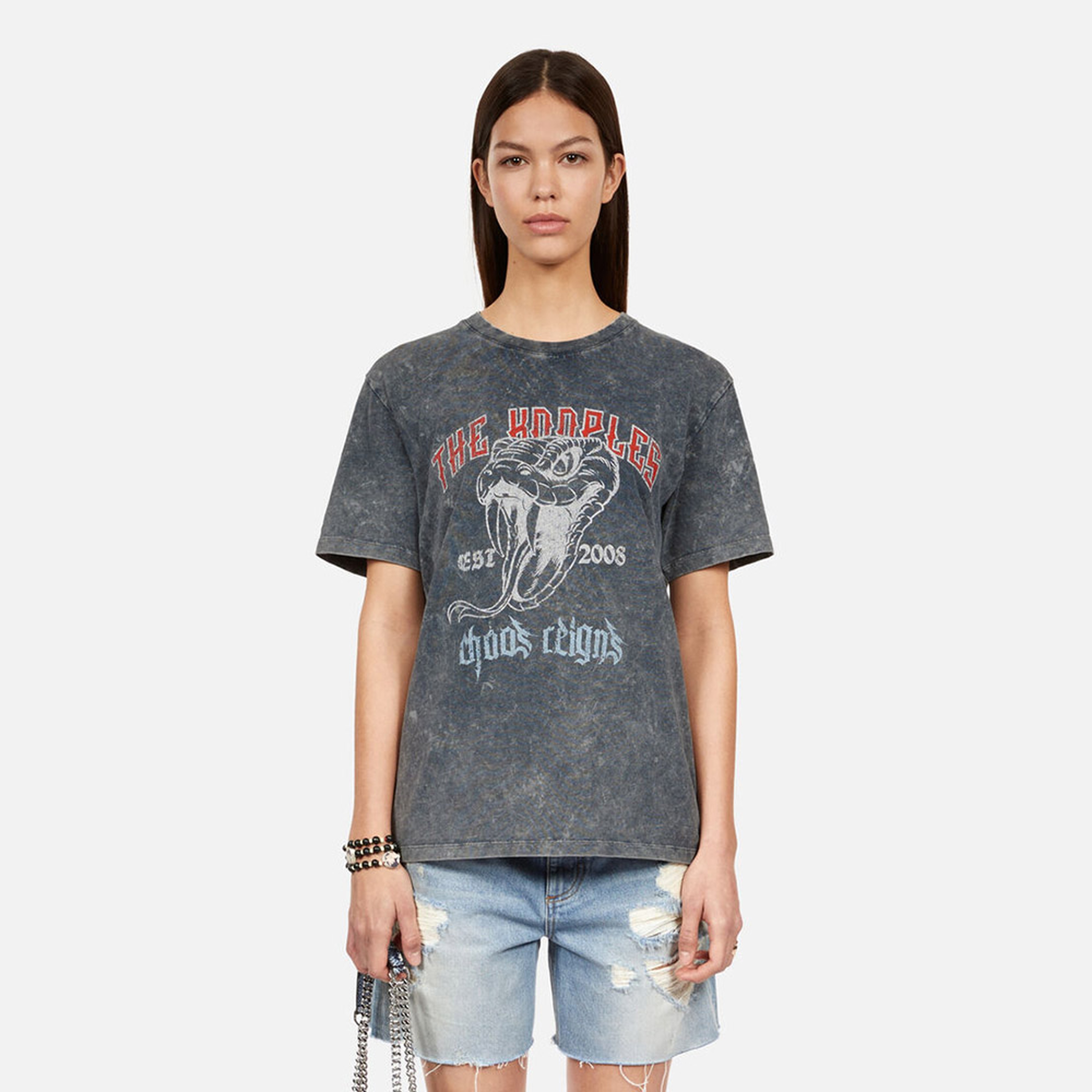 KADIN GRİ BASKILI T-SHIRT