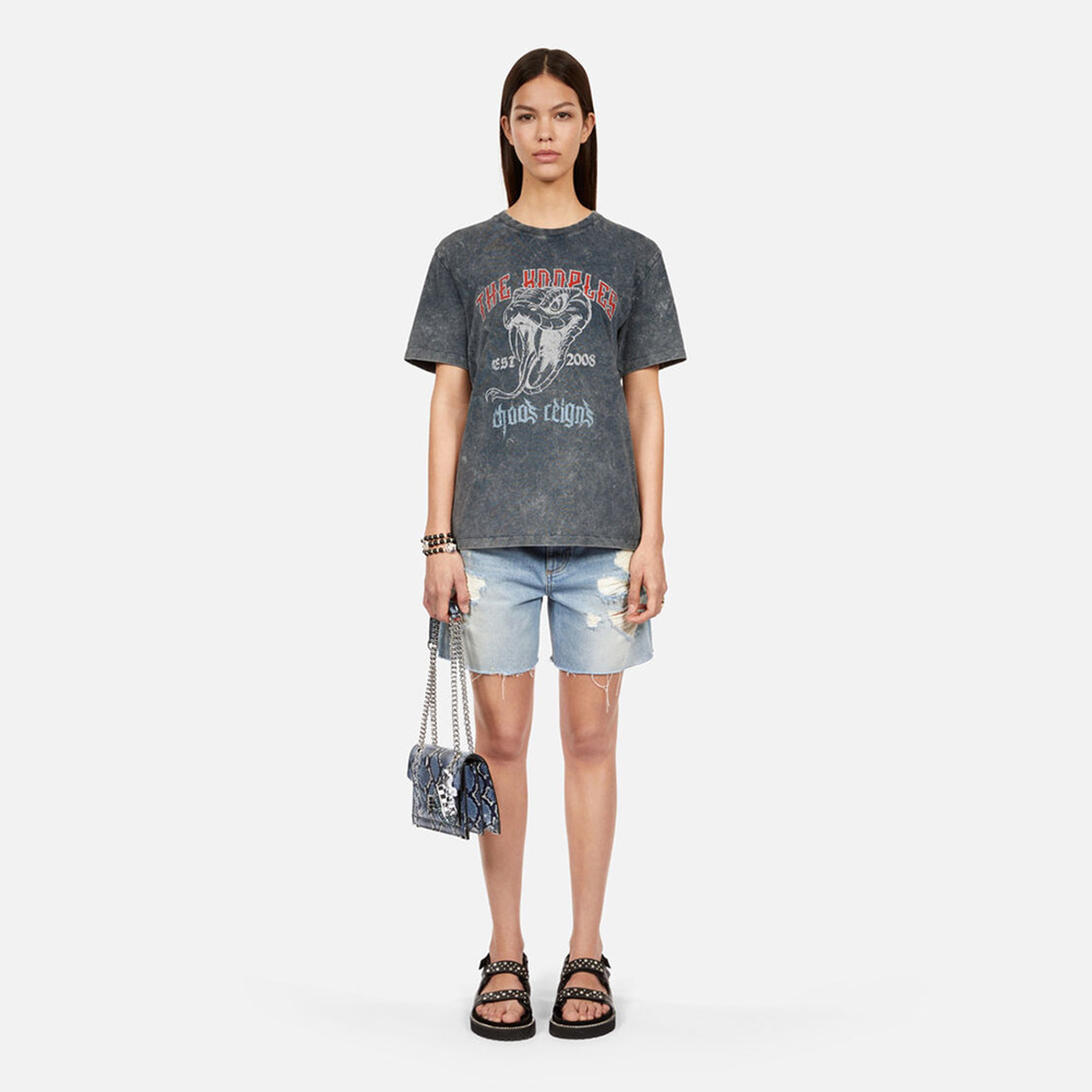 KADIN GRİ BASKILI T-SHIRT