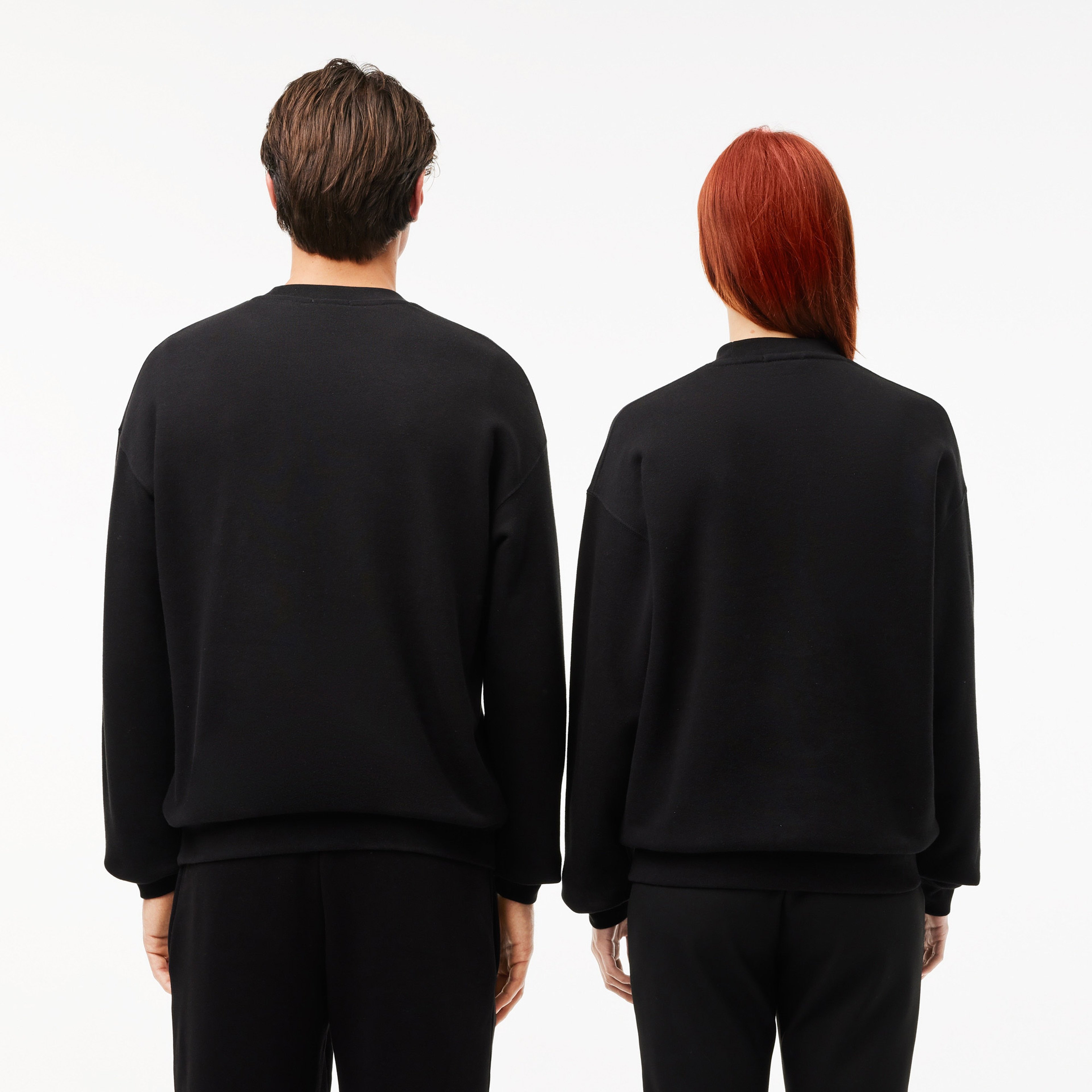 Unisex Loose Fit Bisiklet Yaka Organik Pamuk Siyah Sweatshirt