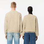 Unisex Loose Fit Bisiklet Yaka Bej Sweatshirt