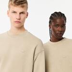 Unisex Loose Fit Bisiklet Yaka Bej Sweatshirt