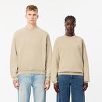 Unisex Loose Fit Bisiklet Yaka Bej Sweatshirt