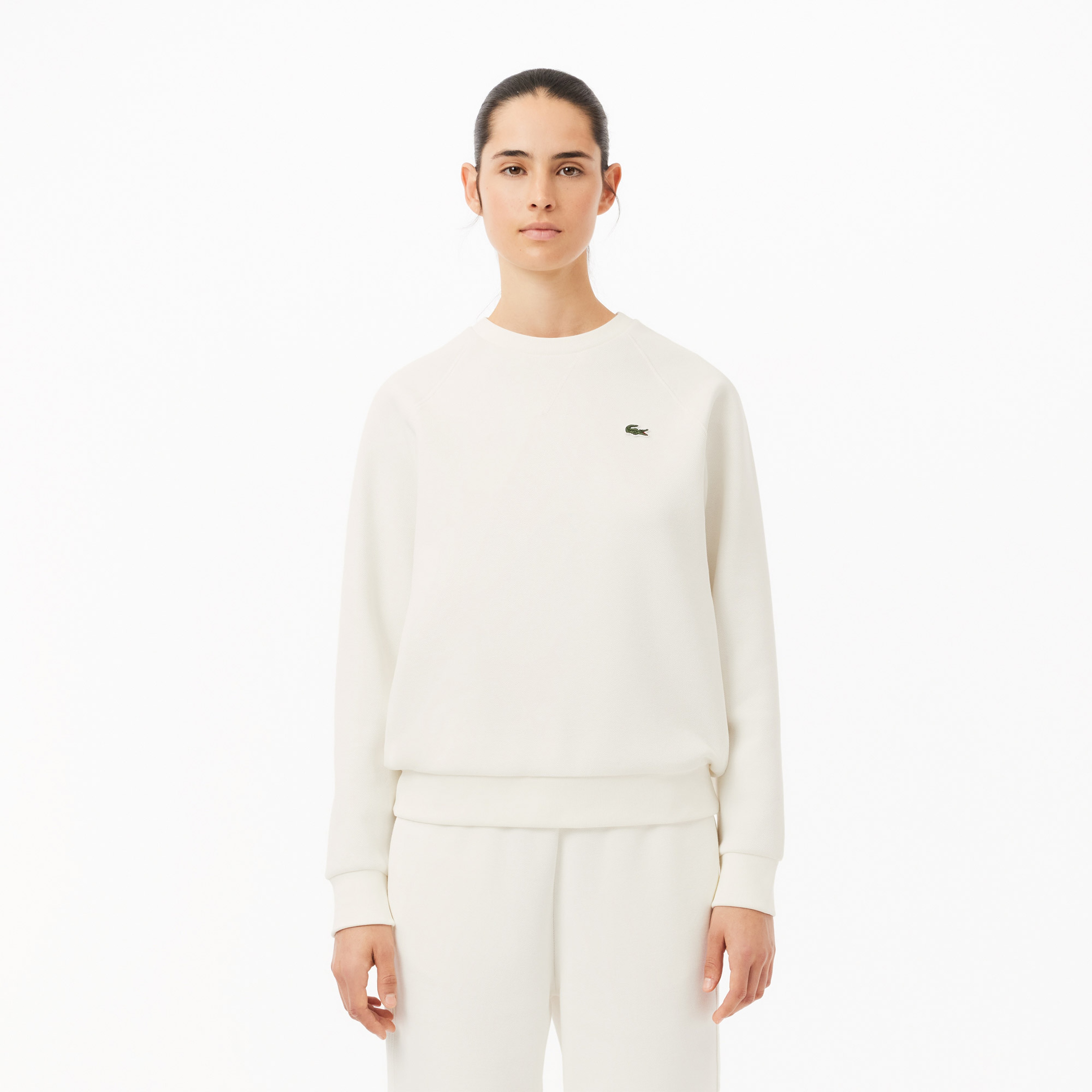 Kadın Regular Fit Bisiklet Yaka Beyaz Sweatshirt