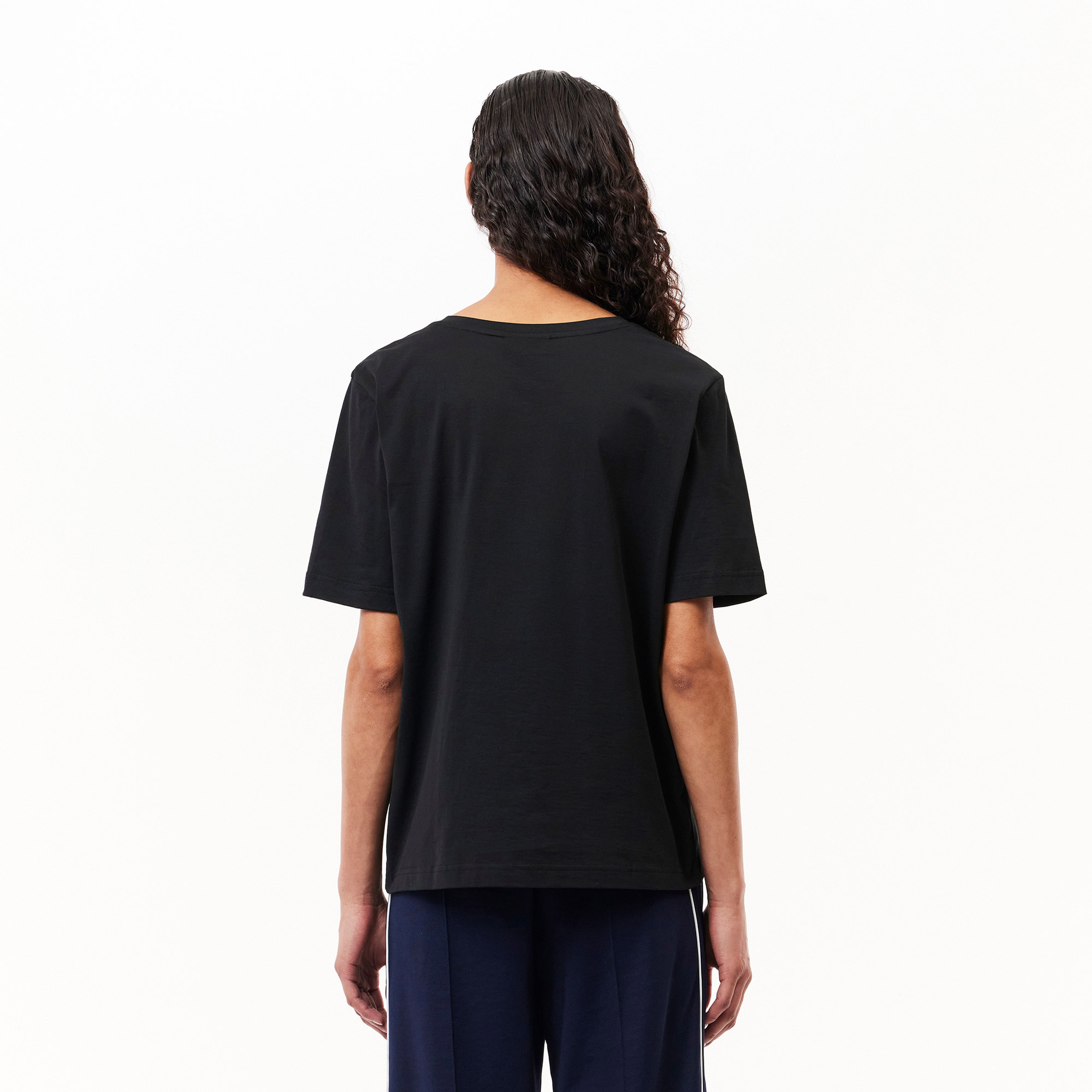 Kadın Relaxed Fit V Yaka Siyah T-Shirt