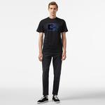 Erkek Regular Fit Bisiklet Yaka Baskılı Siyah T-Shirt