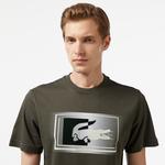 Erkek Regular Fit Bisiklet Yaka Baskılı Haki T-Shirt