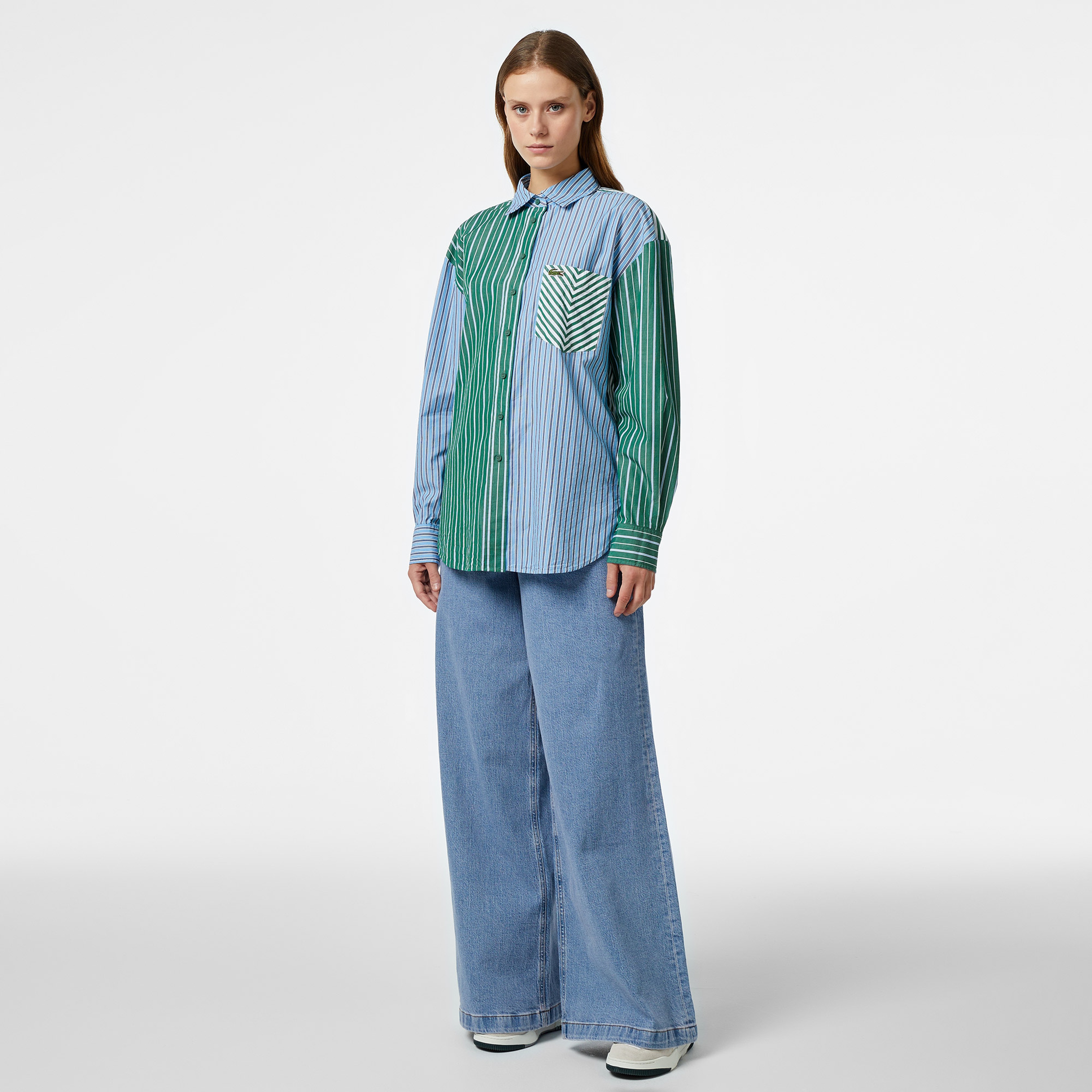 Kadın Loose Fit Çizgili Renkli Gömlek