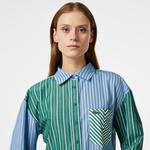 Kadın Loose Fit Çizgili Renkli Gömlek