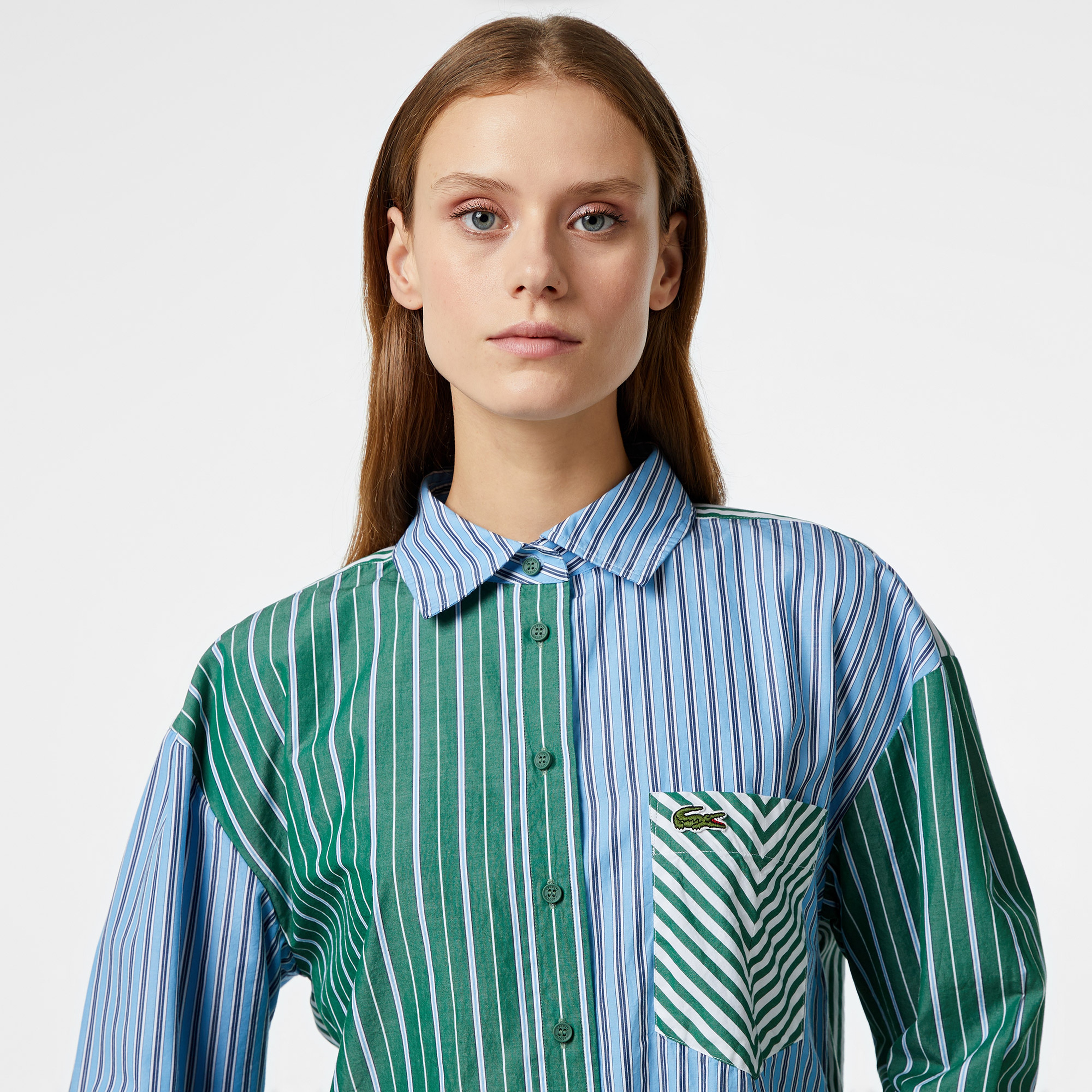 Kadın Loose Fit Çizgili Renkli Gömlek