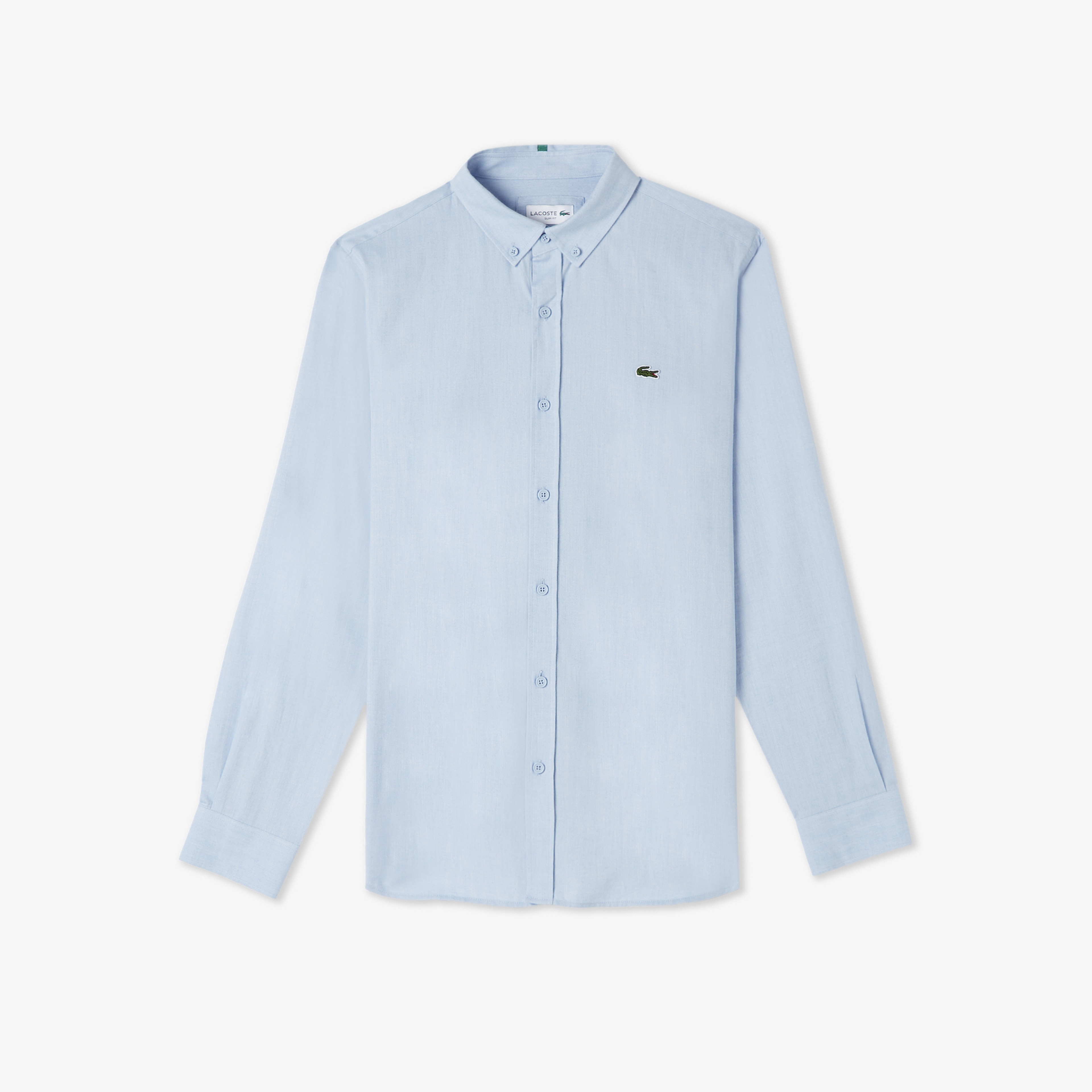 Erkek Slim Fit Düğmeli Yaka Mavi Gömlek