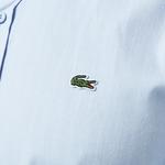 Erkek Slim Fit Düğmeli Yaka Mavi Gömlek