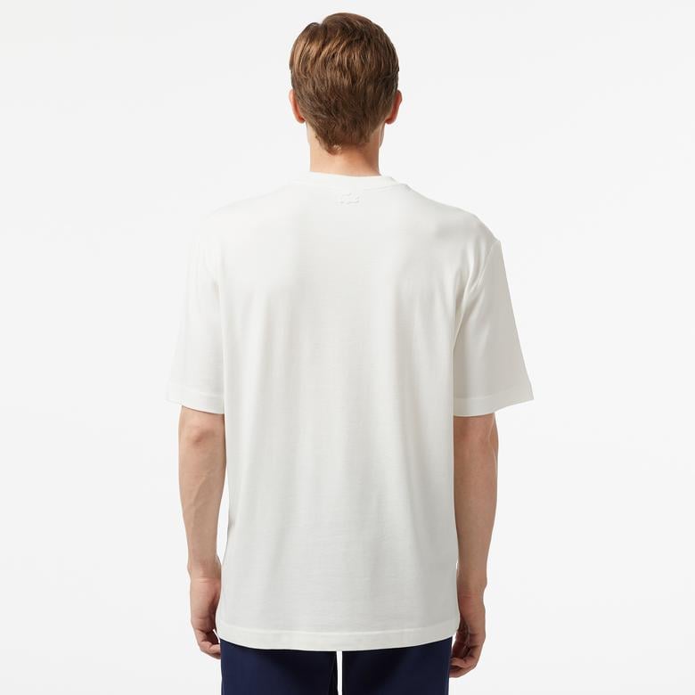 Erkek Regular Fit Bisiklet Yaka Baskılı Beyaz T-Shirt