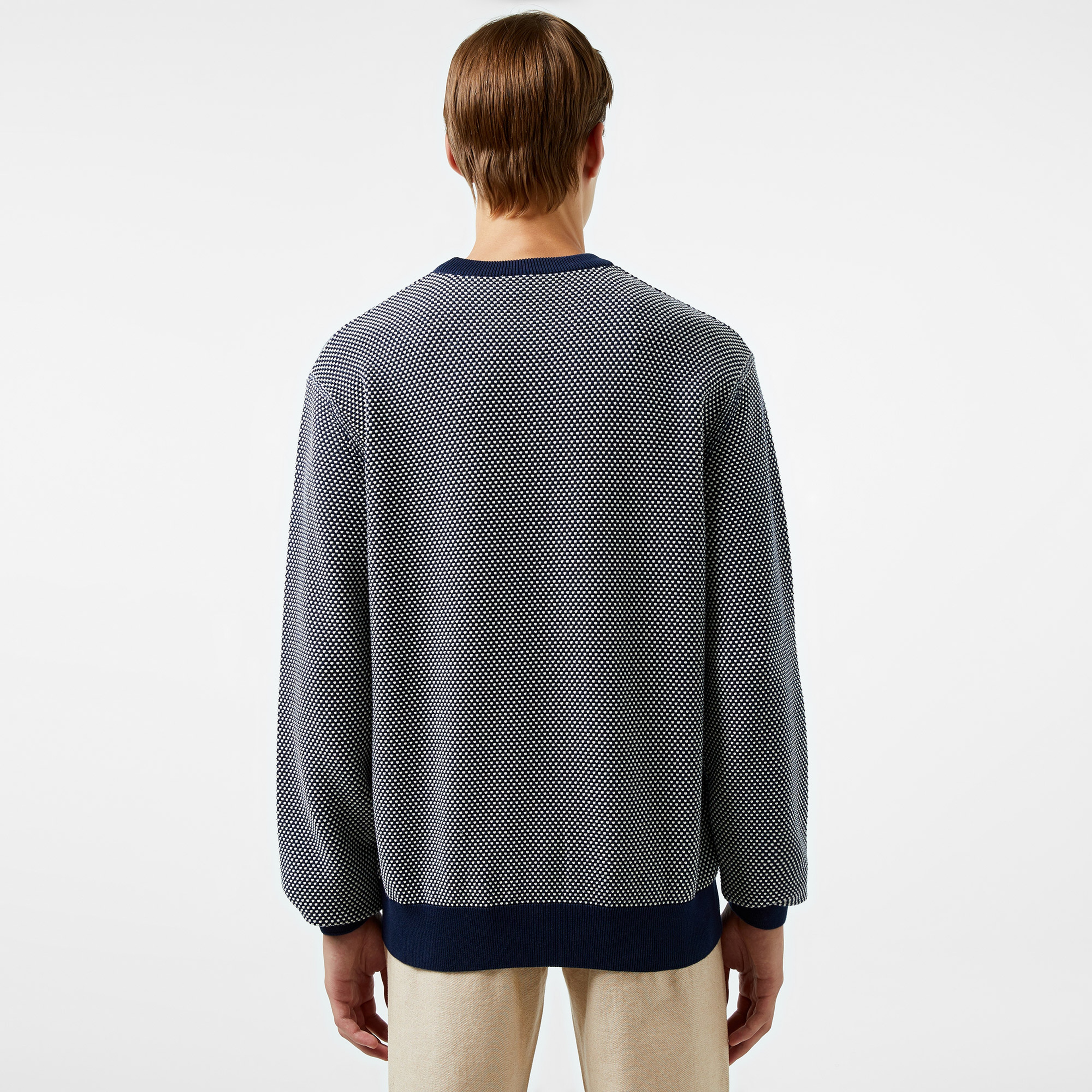 Erkek Relaxed Fit Bisiklet Yaka Lacivert Triko