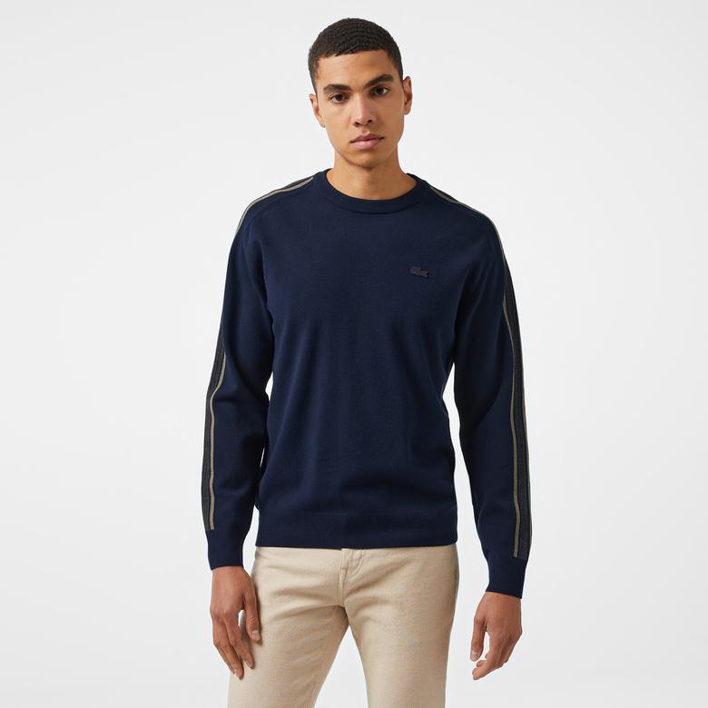 Erkek Relaxed Fit Bisiklet Yaka Lacivert Kazak