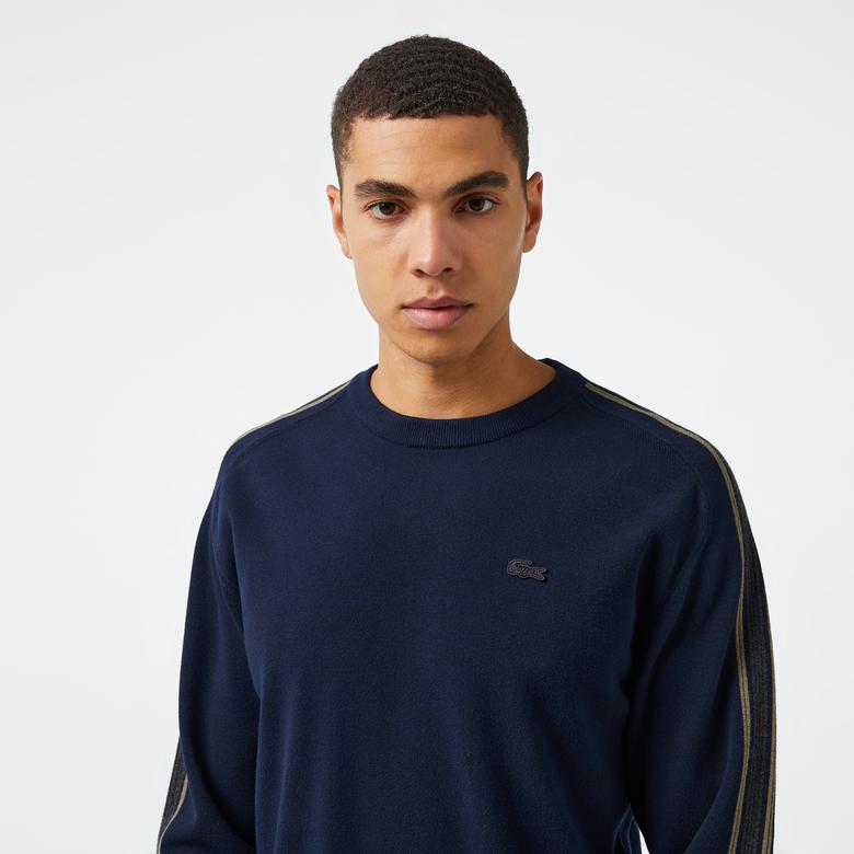 Erkek Relaxed Fit Bisiklet Yaka Lacivert Kazak